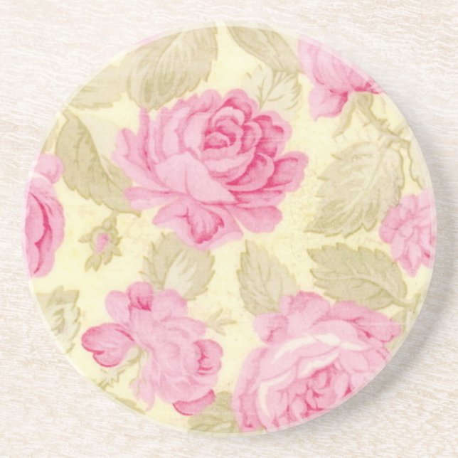 Posavasos De Arenisca Rosas de Shabby Chic Sandstone (Frente)