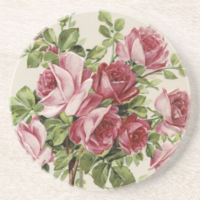 Posavasos De Arenisca Rosas del vintage (Frente)