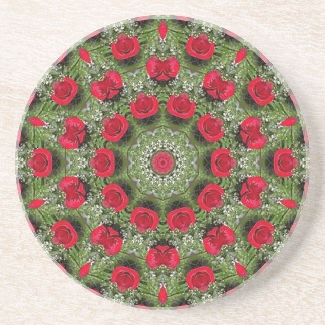Posavasos De Arenisca Roses rojos (Frente)