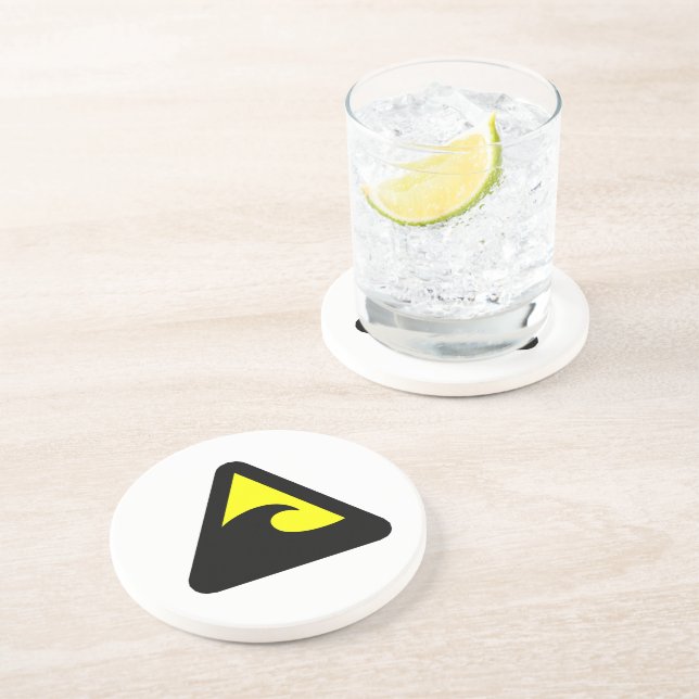 Posavasos De Arenisca Rótulo de riesgo de tsunami (Lado)