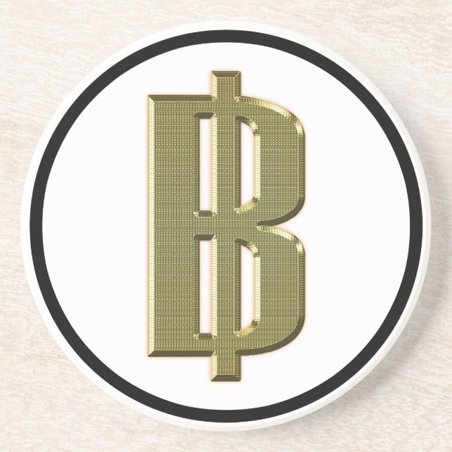 Posavasos De Arenisca RÓTULO GOLDEN BAHT ฿ dinero tailandés ฿ (Frente)