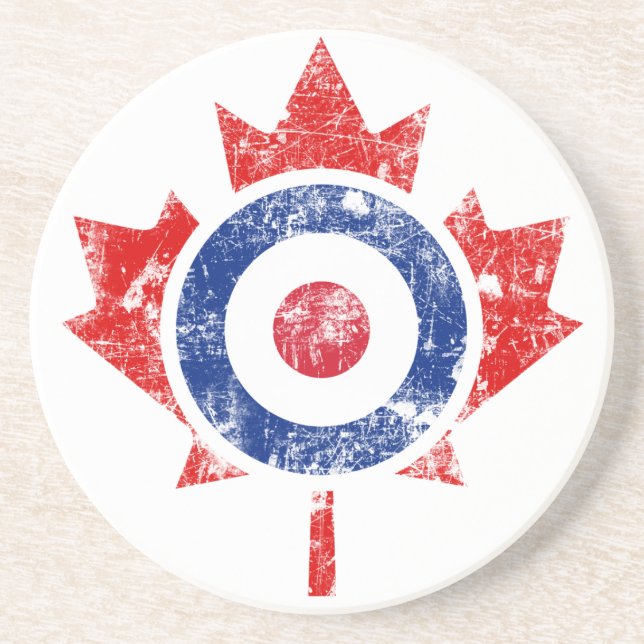 Posavasos De Arenisca Roundel Canada Curling Hockey Target Grunge Ice (Frente)