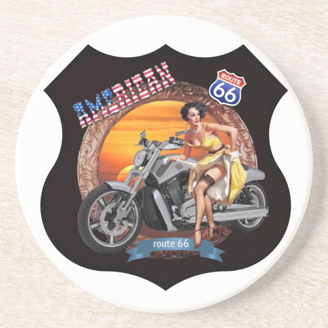 Posavasos De Arenisca Ruta moderna 66 Coaster (Frente)