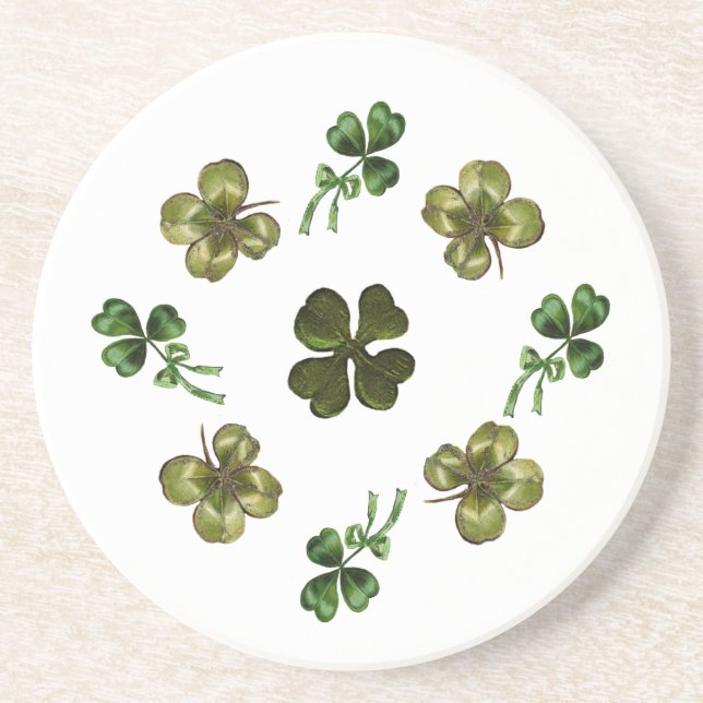 Posavasos De Arenisca SAINT PATRICK'S DAY PARTY 4 shamrock (Frente)
