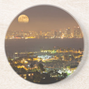 Posavasos De Arenisca Salida de la luna sobre el horizonte de San Diego