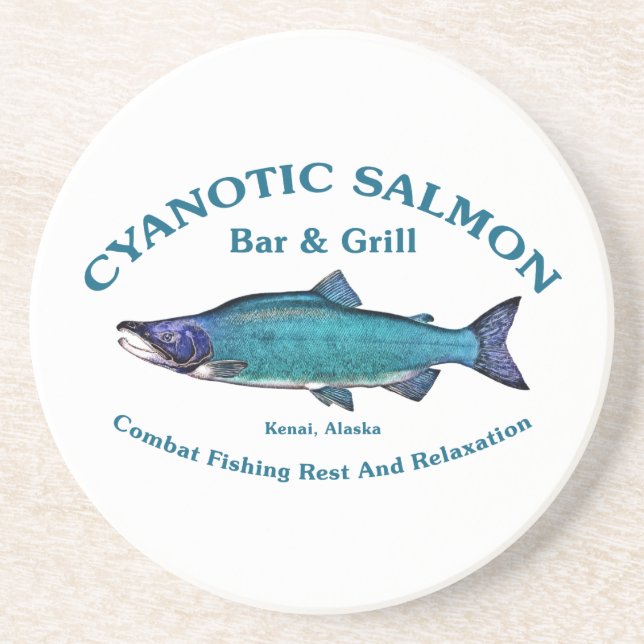Posavasos De Arenisca Salmon Bar & Grill Cyanotic (Frente)