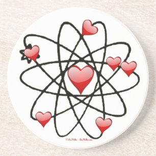 Posavasos De Arenisca San Valentín Corazones Rojos Atómicos