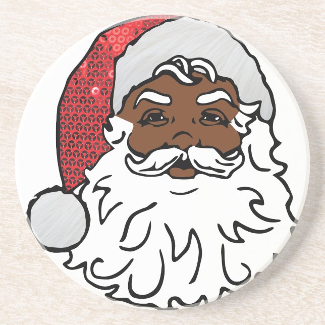 Posavasos De Arenisca santa claus negro (Frente)