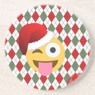 Posavasos De Arenisca santa claus wink emoji