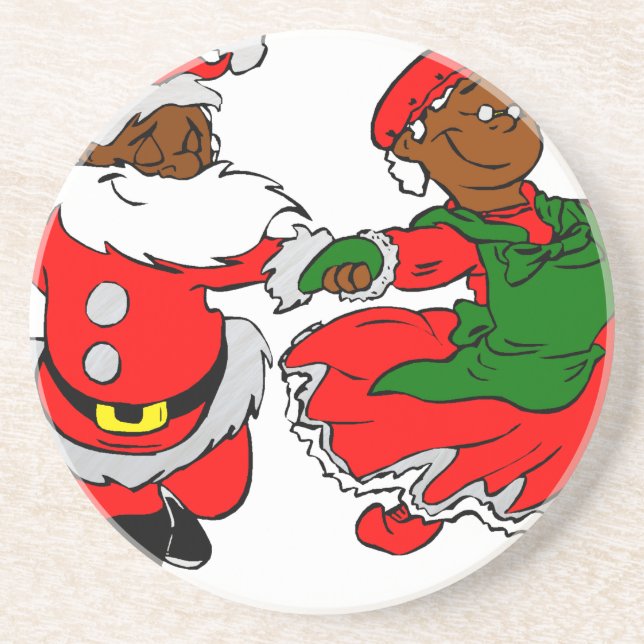 Posavasos De Arenisca santa negra mrs claus (Frente)