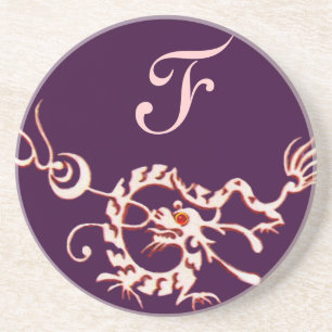 Posavasos De Arenisca SEA DRAGON 2 MONOGRAM púrpura rosa
