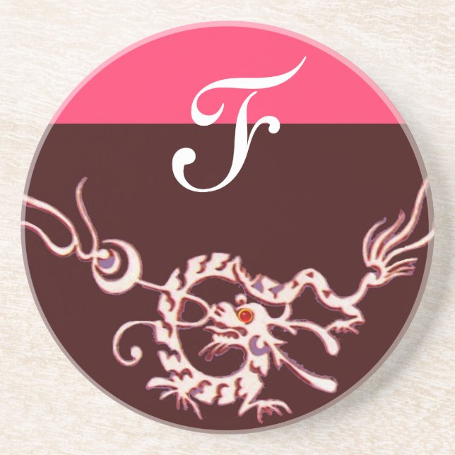 Posavasos De Arenisca SEA DRAGON 2 MONOGRAM púrpura rosa (Frente)