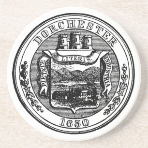 Posavasos De Arenisca Sello de Dorchester Massachusetts, negro