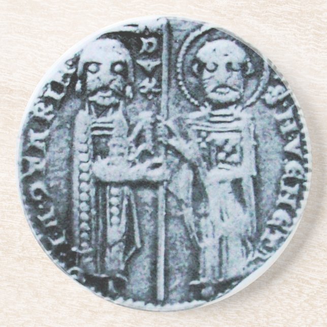 POSAVASOS DE ARENISCA SELLO DE LA PLANTILLA DE LOS CABALLOS (Frente)