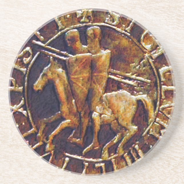 Posavasos De Arenisca Sello medieval de los Caballeros Templarios (Frente)