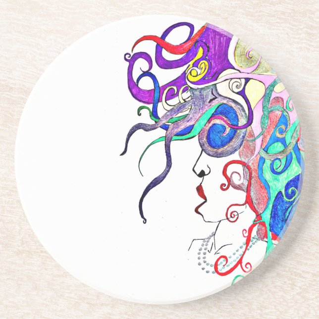 Posavasos De Arenisca Señora de la vida (Frente)