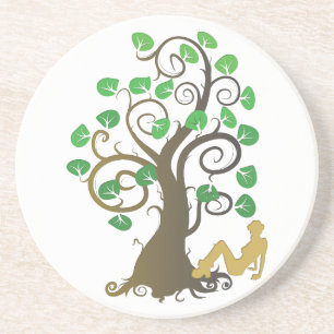 Posavasos De Arenisca Sentado bajo el árbol