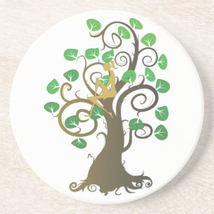 Posavasos De Arenisca Sentado en el árbol