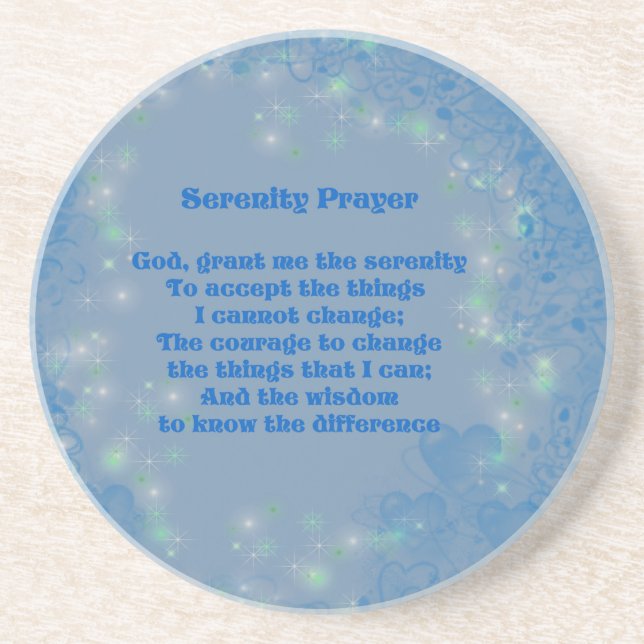 Posavasos De Arenisca Serenity Prayer Blue Hearts Inspirador (Frente)