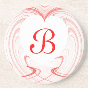 Posavasos De Arenisca Serie Fractal Heart: montaña rusa blanca y roja