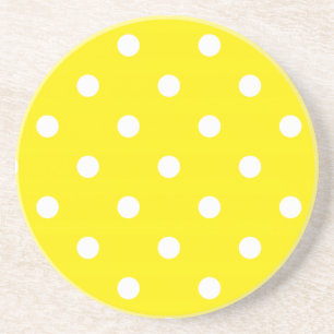 Posavasos De Arenisca Serie Polka Dot: escayola amarilla y blanca