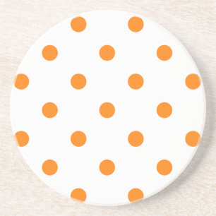 Posavasos De Arenisca Serie Polka Dot: montaña rusa Naranja y blanca