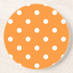 Posavasos De Arenisca Serie Polka Dot: montaña rusa Naranja y blanca