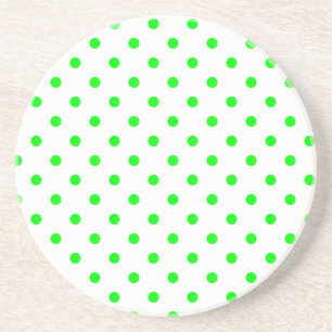 Posavasos De Arenisca Serie Polka Dot: montaña rusa verde y blanca