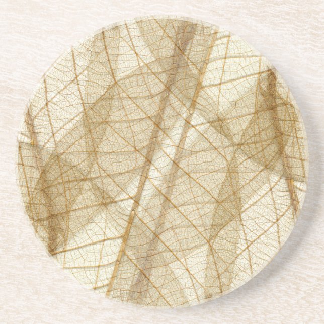 Posavasos De Arenisca Sheer Cream Beige Lace Leaves (Frente)