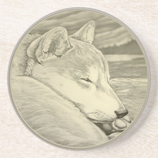 Posavasos De Arenisca Shiba Inu La Pascua De La Guardia Durmiente