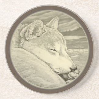 Posavasos De Arenisca Shiba Inu La Pascua De La Guardia Durmiente