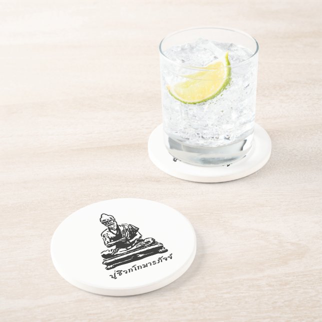 Posavasos De Arenisca Shivago Komarpaj Buda del masaje tailandés (Lado)