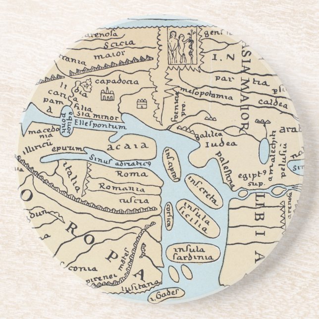 Posavasos De Arenisca Siglo II del MAPA DEL MUNDO (Frente)