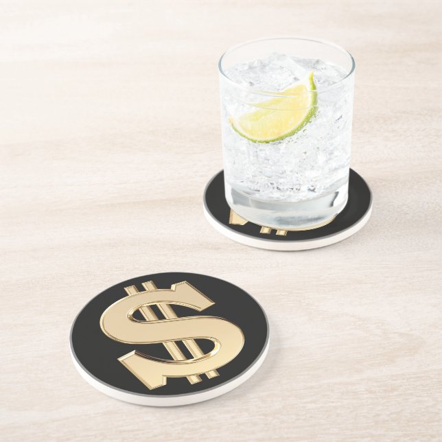 Posavasos De Arenisca signo de dólar 3D (Lado)
