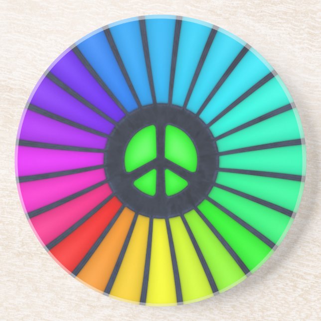 Posavasos De Arenisca Signo de paz arcoiris (Frente)