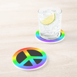 Posavasos De Arenisca Signo de paz arcoiris