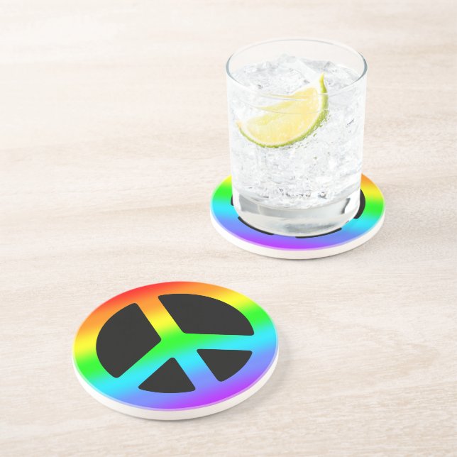 Posavasos De Arenisca Signo de paz arcoiris (Lado)