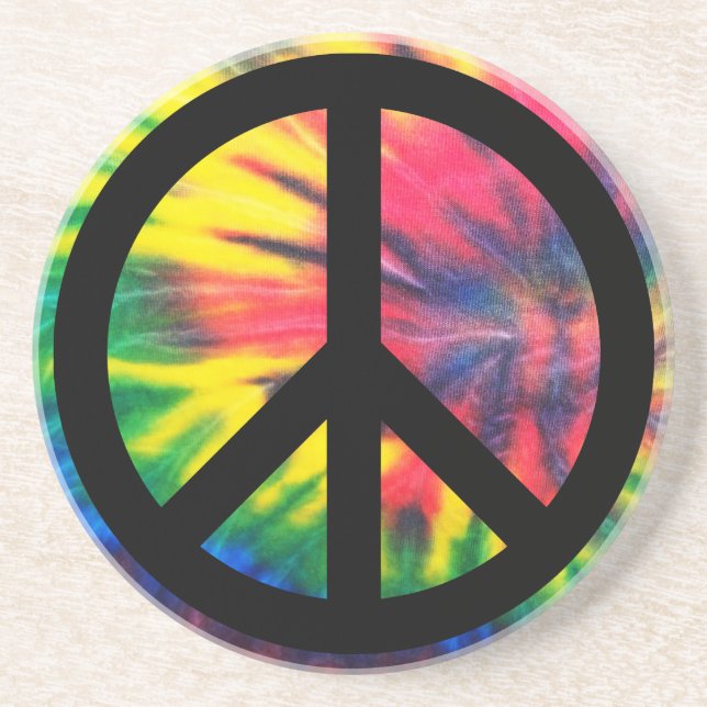 Posavasos De Arenisca Signo de paz azul teñido (Frente)