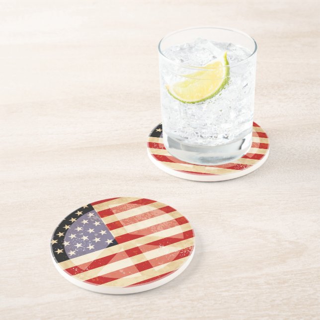 Posavasos De Arenisca Signo de paz de bandera patriótica (Lado)