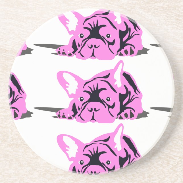 Posavasos De Arenisca Silhouette de Bulldog francés (Frente)