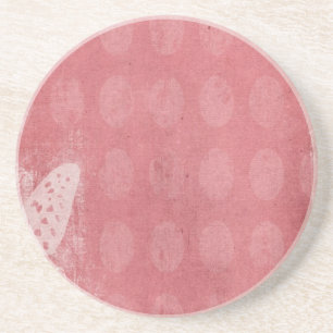 Posavasos De Arenisca Silhouette de mariposa en grunge rosa
