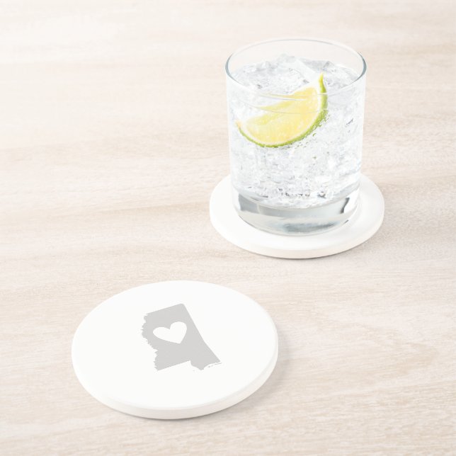 Posavasos De Arenisca Silhouette estatal Heart Mississippi (Lado)