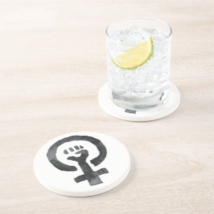 Posavasos De Arenisca Símbolo feminista del puño