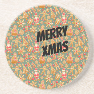 Posavasos De Arenisca Símbolos navideños felices