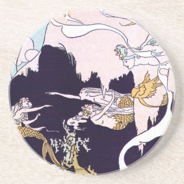 Posavasos De Arenisca Sirenas del art déco (Frente)