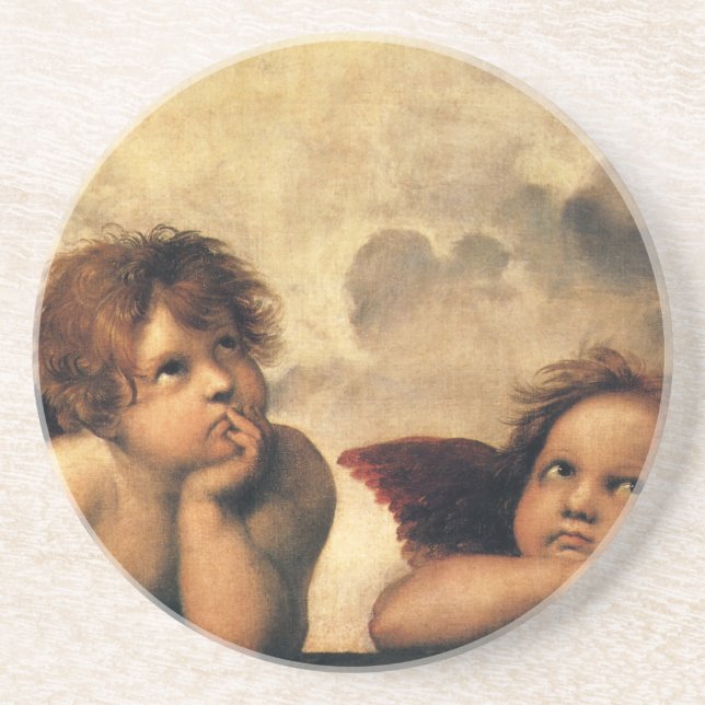 Posavasos De Arenisca Sistine Madonna Angels por Raphael Sanzio (Frente)