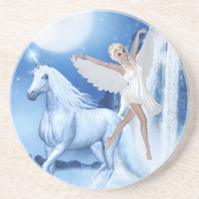 Posavasos De Arenisca Sky Faerie Aspárrs y Unicorn (Frente)