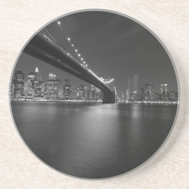 Posavasos De Arenisca Skyline Black White New York (Frente)