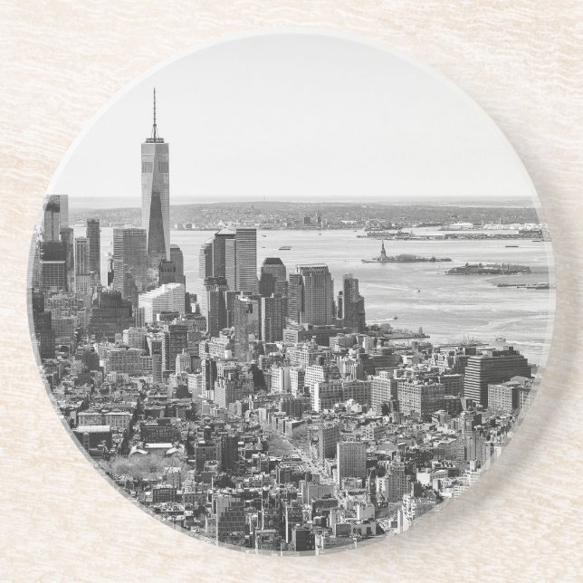 Posavasos De Arenisca Skyline Black White New York (Frente)