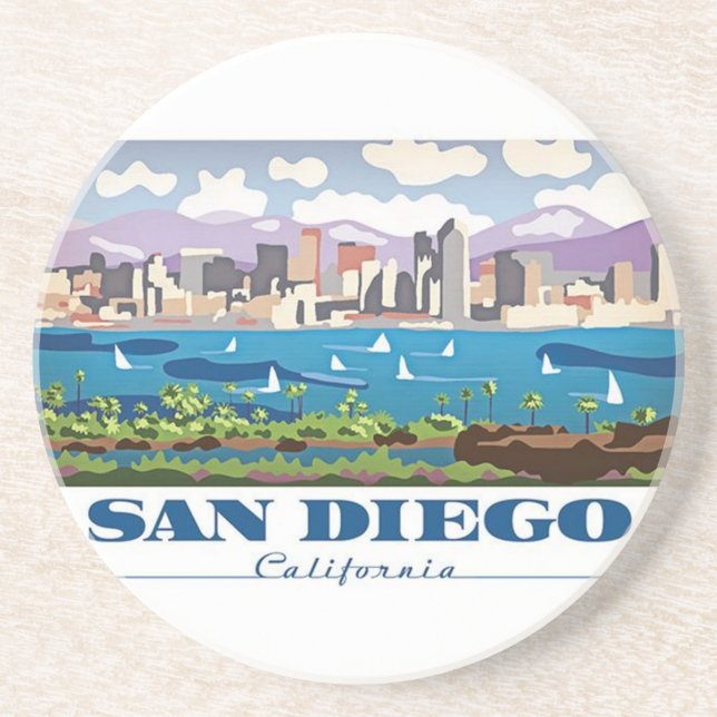 Posavasos De Arenisca Skyline de San Diego (Frente)